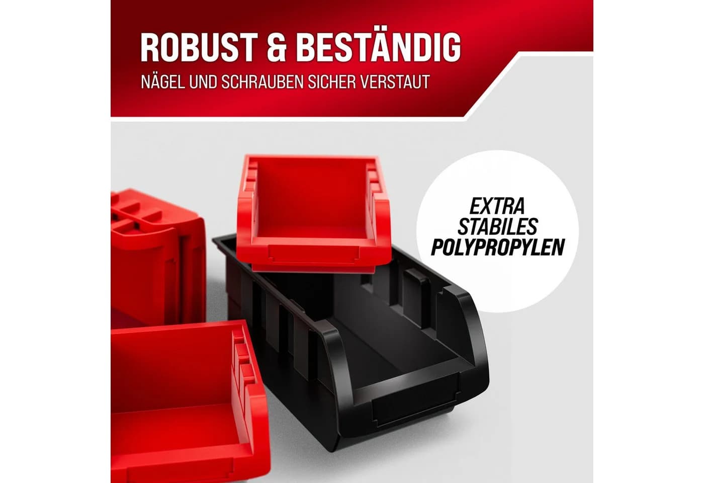 monzana Wandregal mit 30 Stapelboxen Schwarz/Rot PP - Bild 4