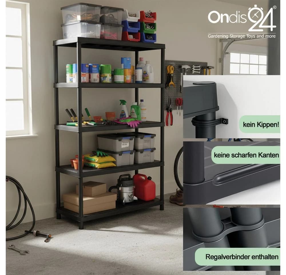 ONDIS24 Schwerlastregal Kunststoff 120 cm bis 60 kg pro Boden belastbar - Bild 3