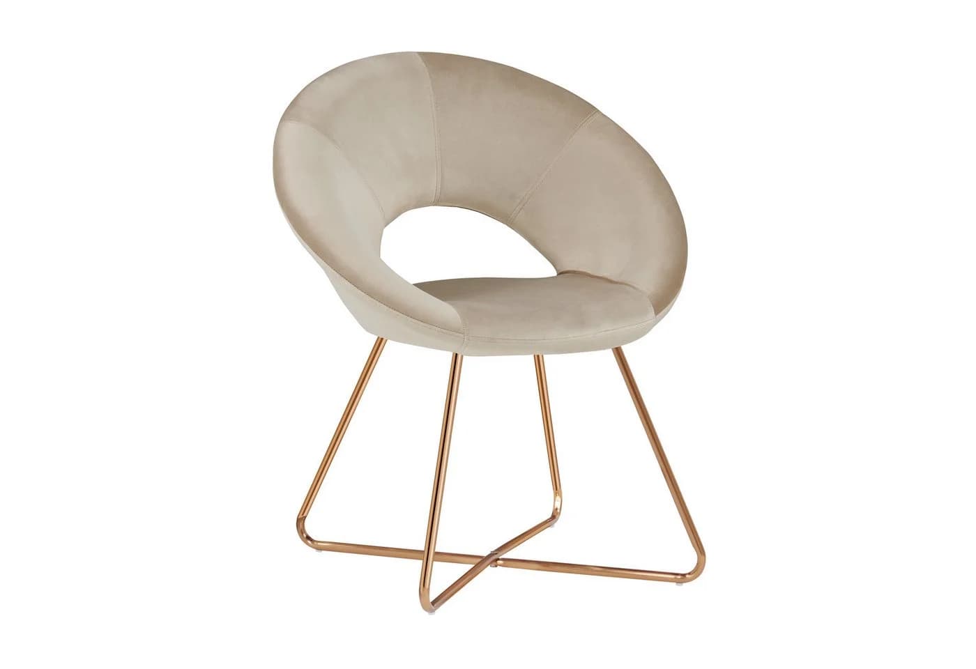 Duhome Loungesessel 439D Samt Polsterstuhl Gold Metallbeine Beige - Bild 2