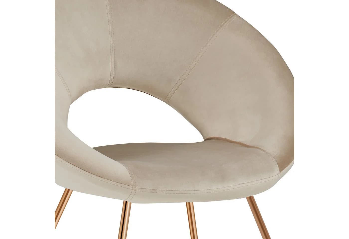 Duhome Loungesessel 439D Samt Polsterstuhl Gold Metallbeine Beige - Bild 3