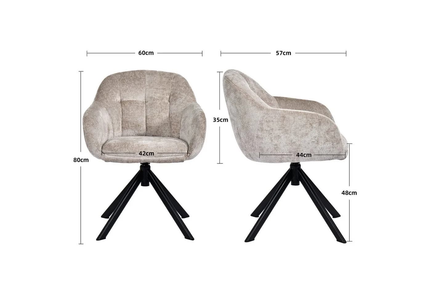 Duhome Loungesessel 9-213A Chenille Armlehnstuhl Beige 360° drehbar - Bild 3