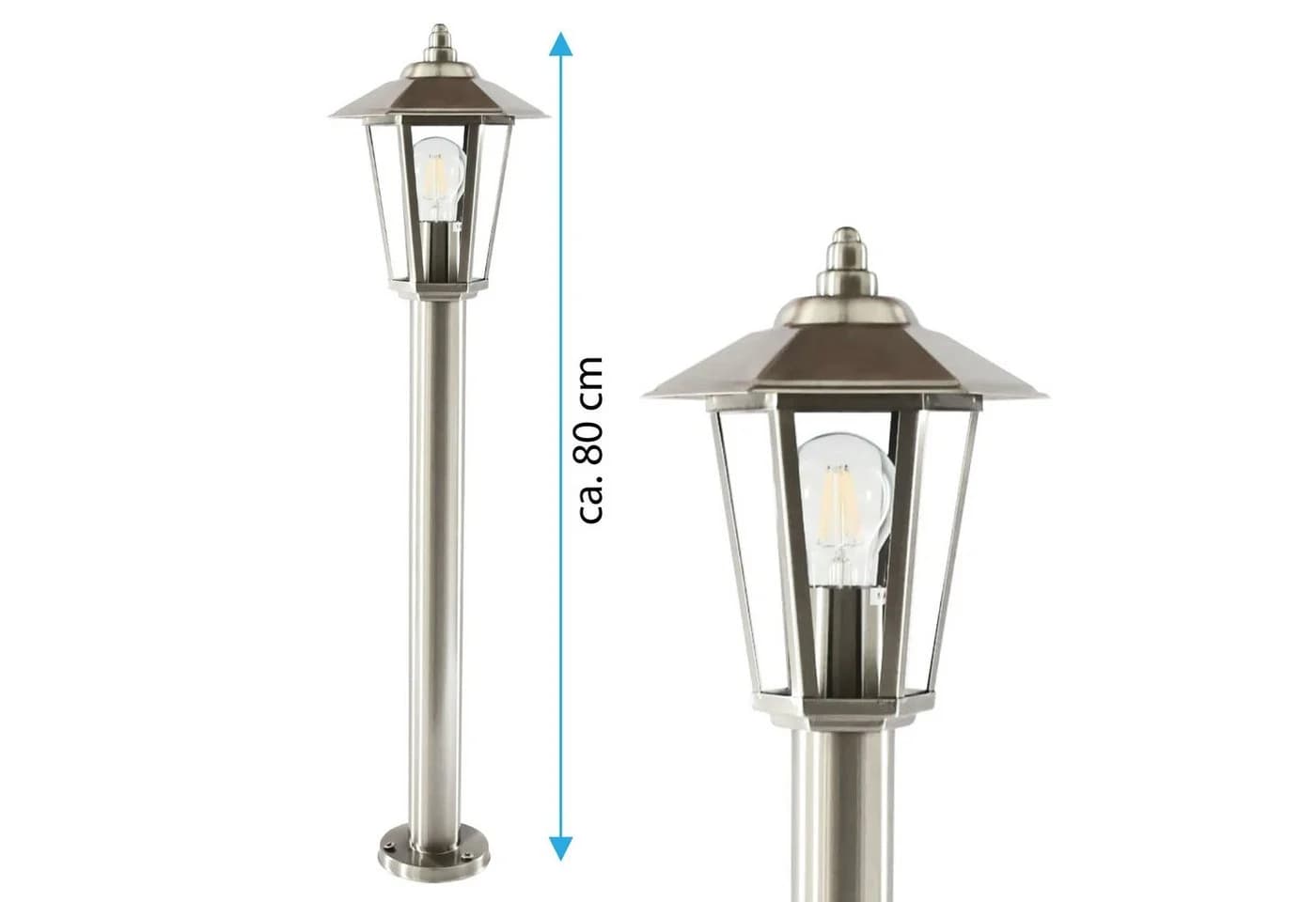 Maxkomfort Außen-Stehlampe 601-800 Silber Edelstahl Glas - Bild 4