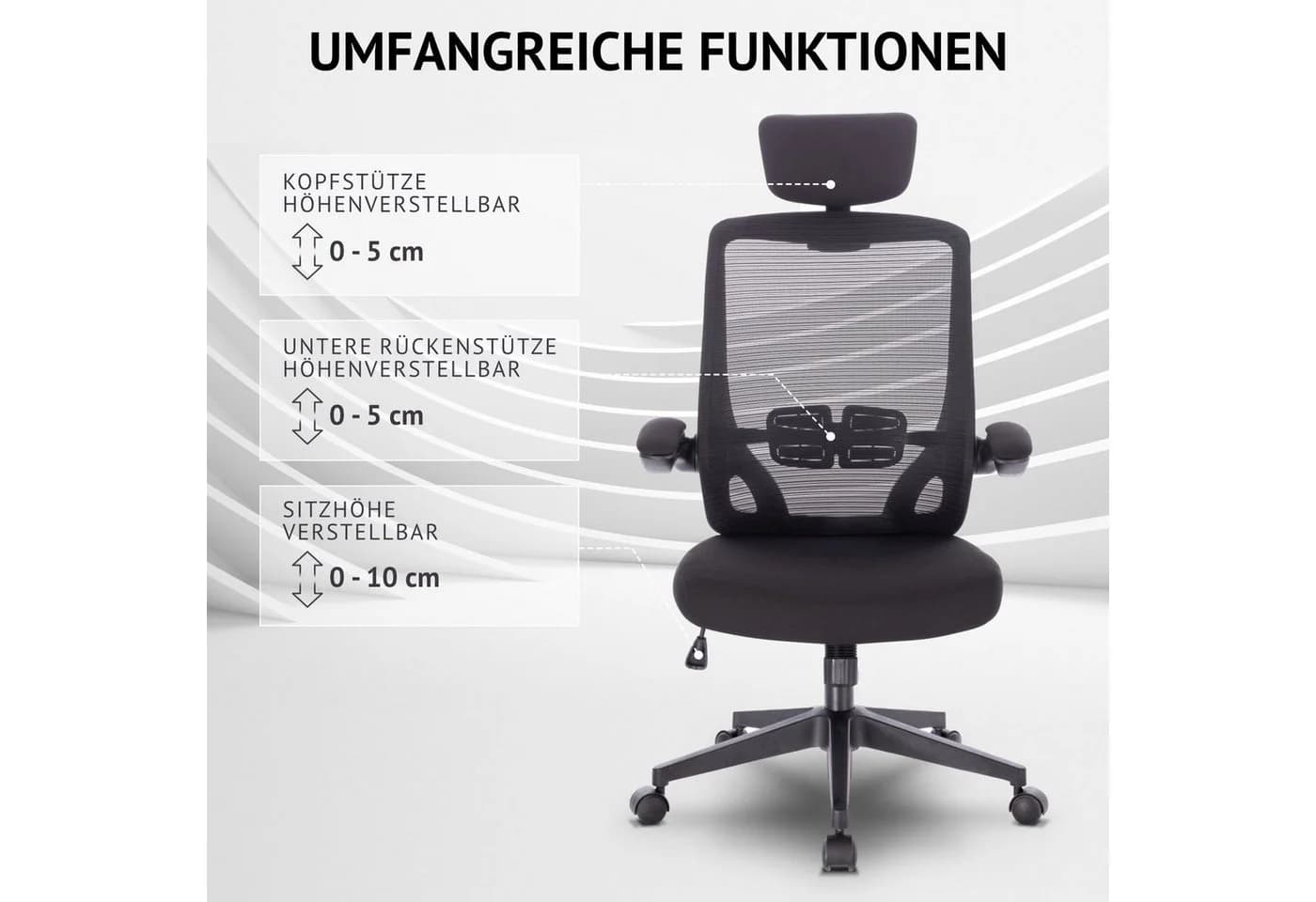 SVITA Bürostuhl SAM Ergonomisch Höhenverstellbar Schwarz