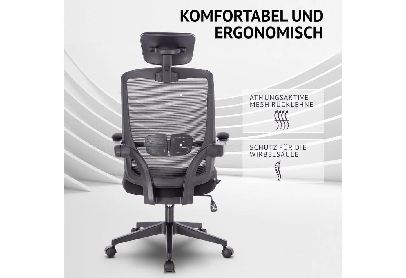 SVITA Bürostuhl SAM Ergonomisch Höhenverstellbar Schwarz - Bild 4