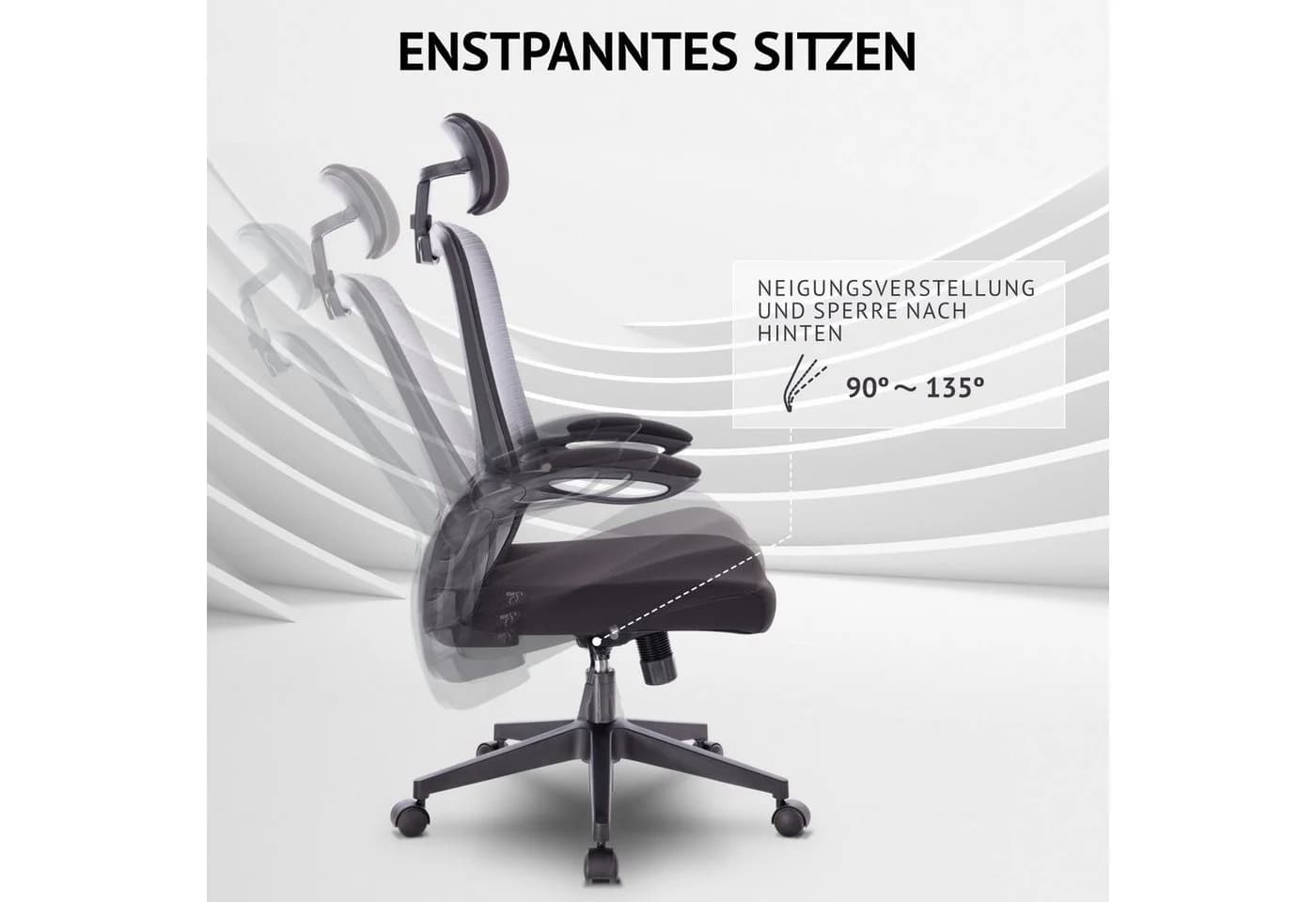 SVITA Bürostuhl SAM Ergonomisch Höhenverstellbar Schwarz - Bild 5