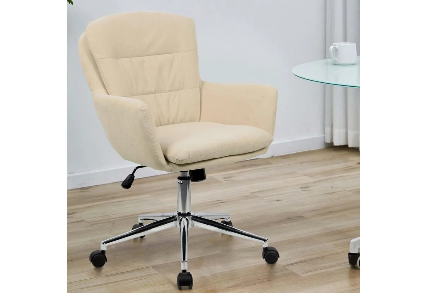 SVITA MARTE Bürostuhl Beige höhenverstellbar mit Wippmechanismus