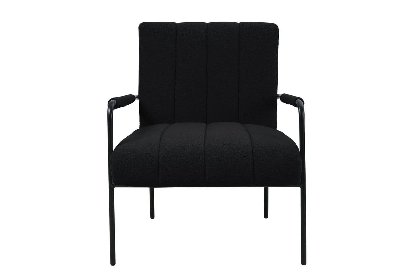 SVITA Loungesessel KYLE Schwarz Teddy-Boucle Metallgestell