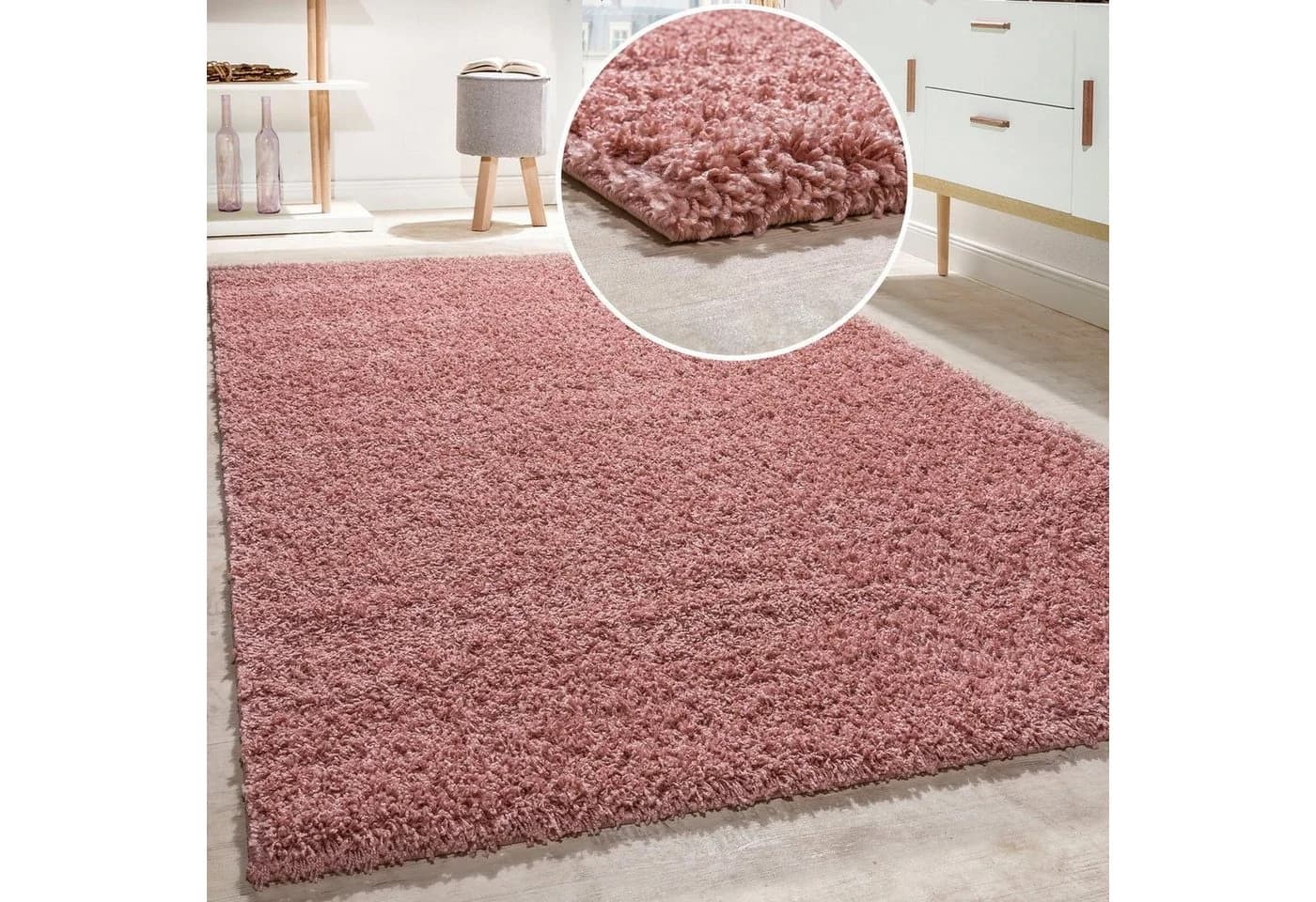 PACO HOME Teppich Twister 500 Pink Uni Hochflor Shaggy - Bild 2
