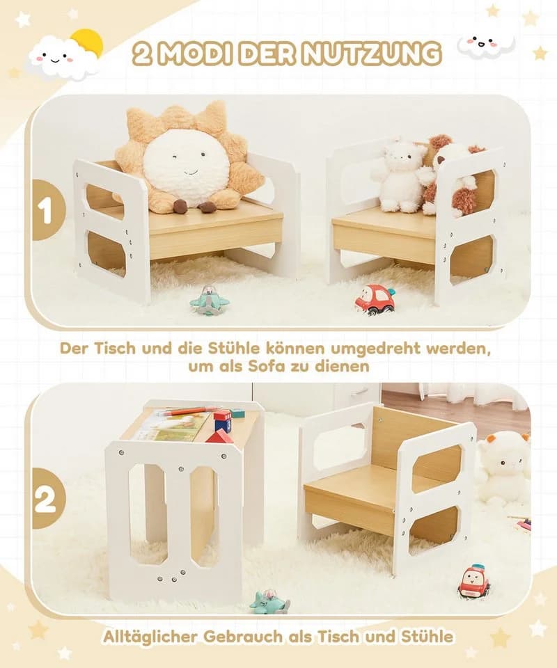 Yorbay Kindertisch 2-tlg. Holz/Grau Multifunktions-Sitzgruppe - Bild 4