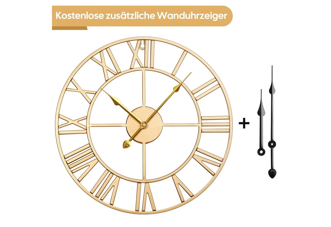 Yorbay Wanduhr XL 40cm Gold Retro mit Römischen Ziffern