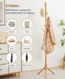 Yorbay Garderobenständer mit 8 Haken Esche-Holz Bild 5