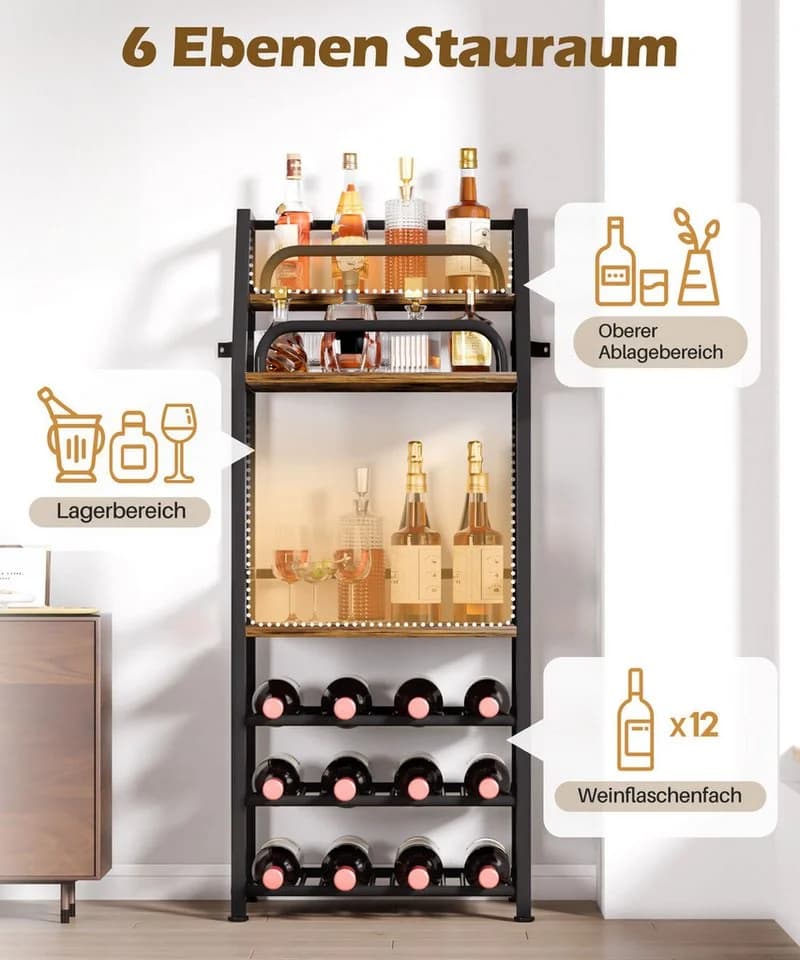 Weinregal aus PB-Platten und Metallrohren im Rustic Stil - Bild 3