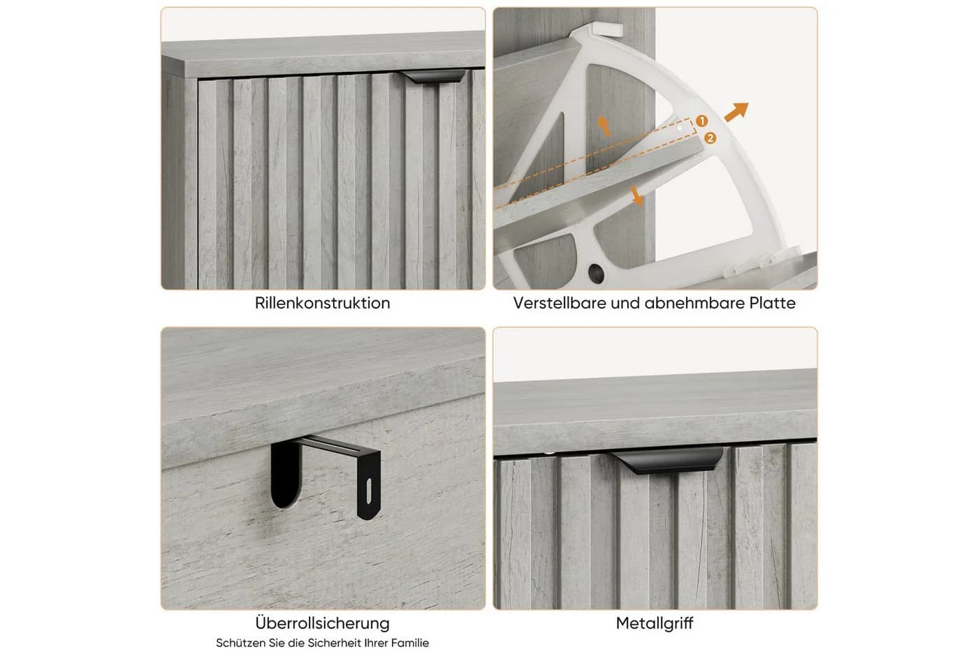 Yorbay Schuhschrank Grau mit Klapptüren und Kippsicherung - Bild 5