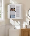 Yorbay Hängeschrank Badezimmerschrank mit Rattanfront Weißer Wandschrank Bild 2