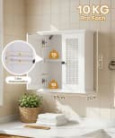 Yorbay Hängeschrank Badezimmerschrank mit Rattanfront Weißer Wandschrank Bild 5