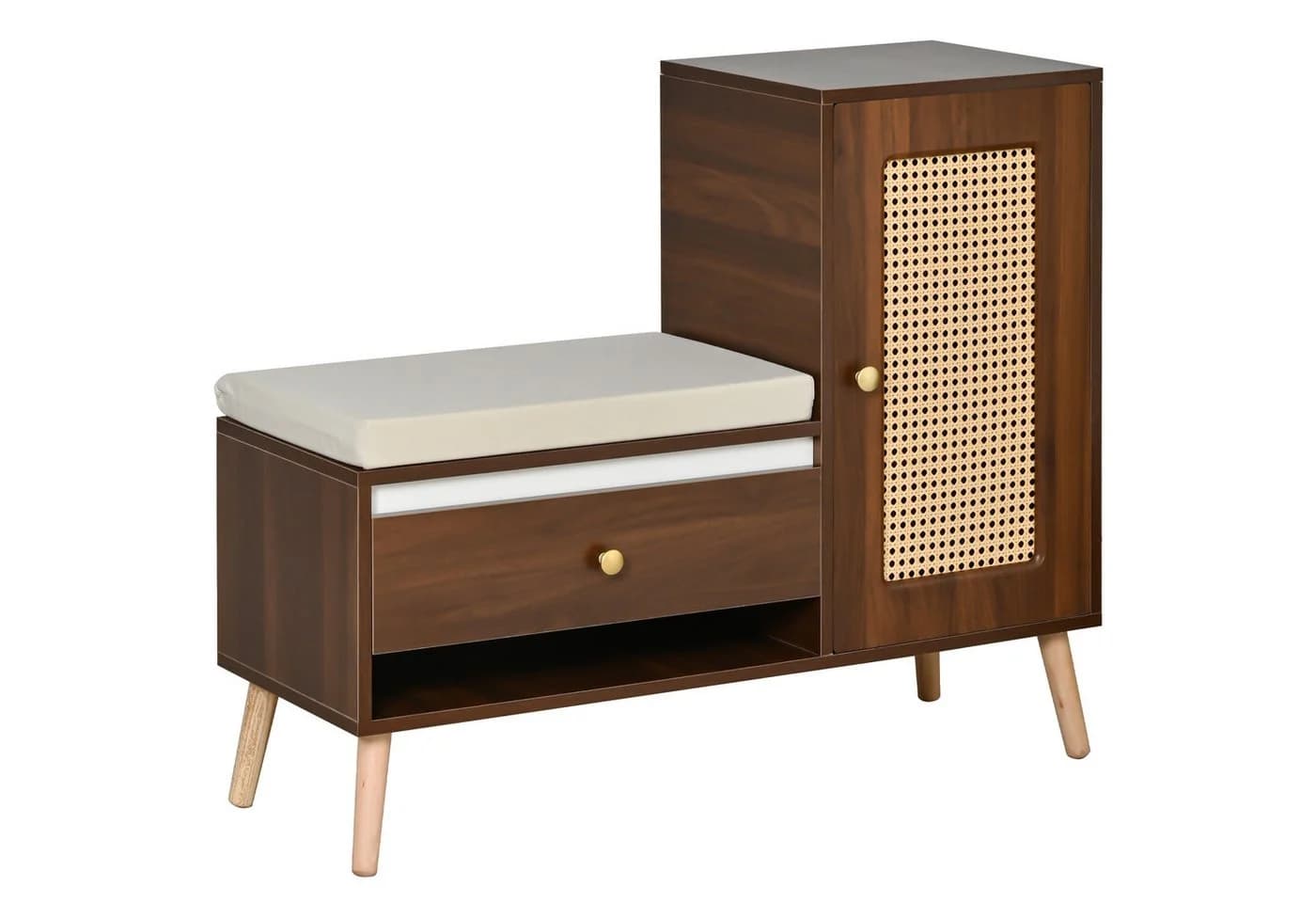Yorbay Schuhschrank mit Rattan-Optik & Sitzpolster - Bild 2
