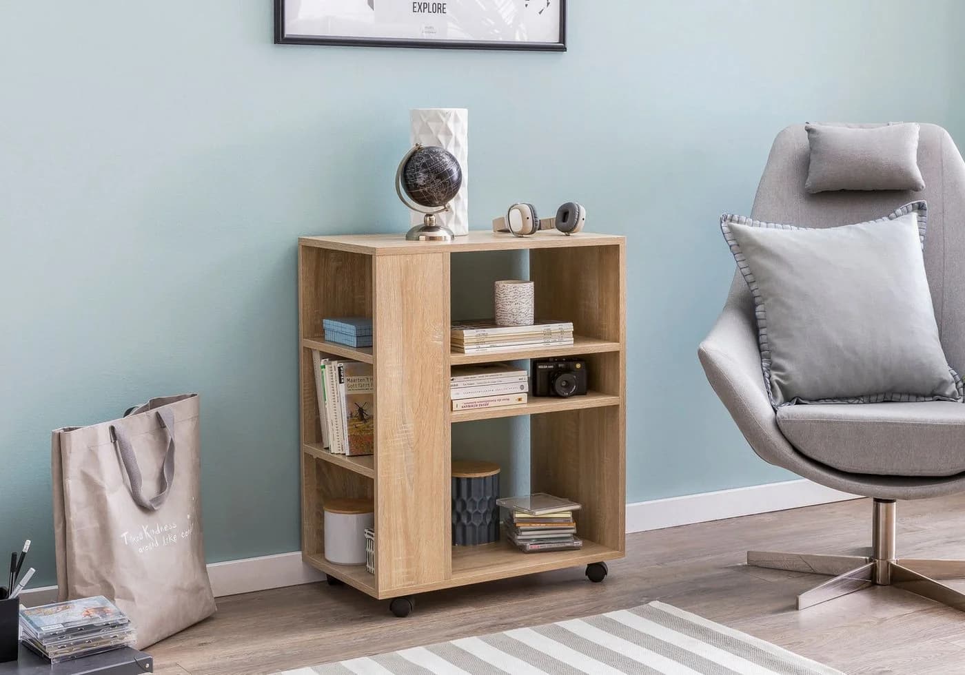 FINEBUY Standregal Weiß mit Rollen Modern - Bild 1