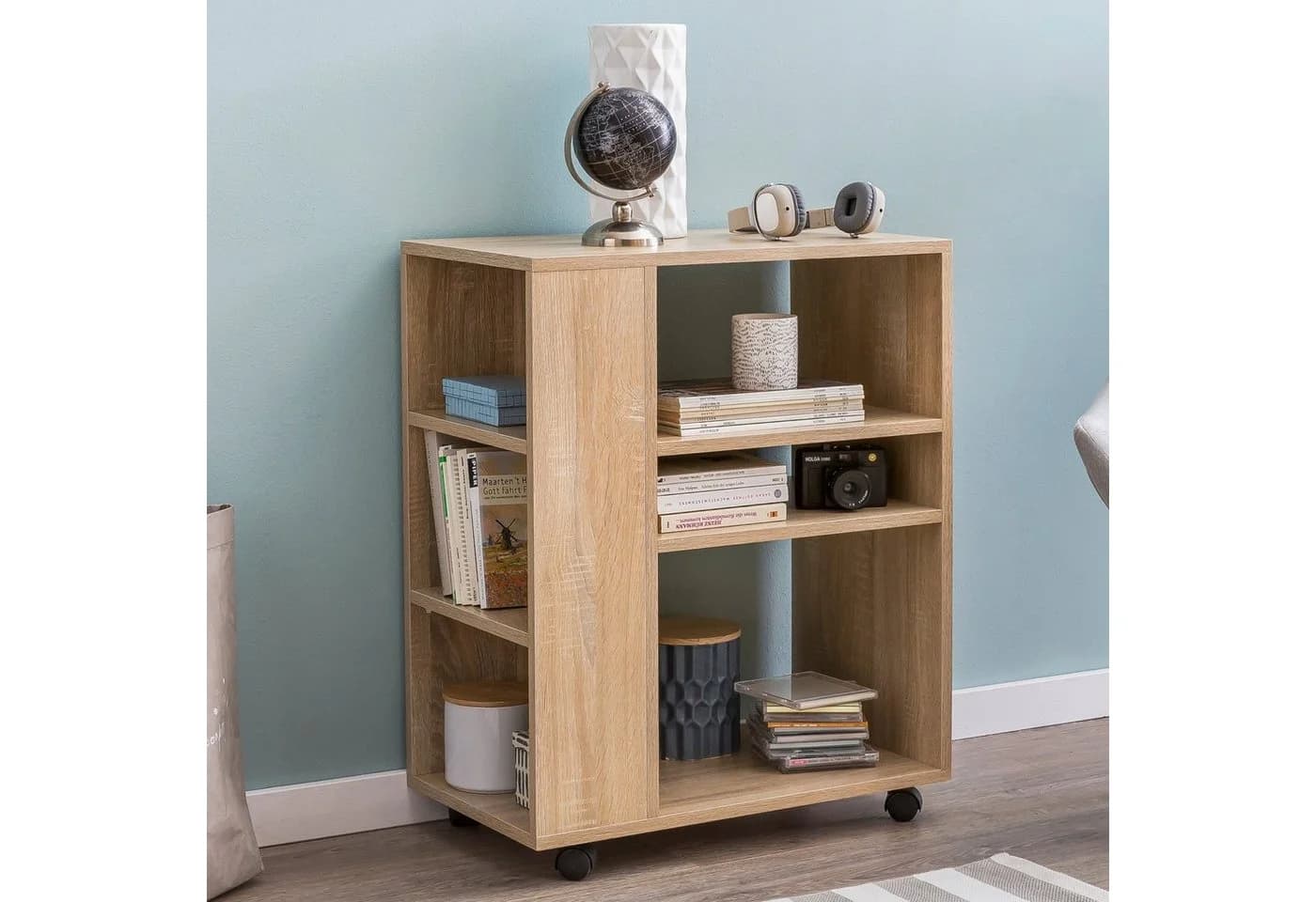 FINEBUY Standregal Weiß mit Rollen Modern - Bild 2