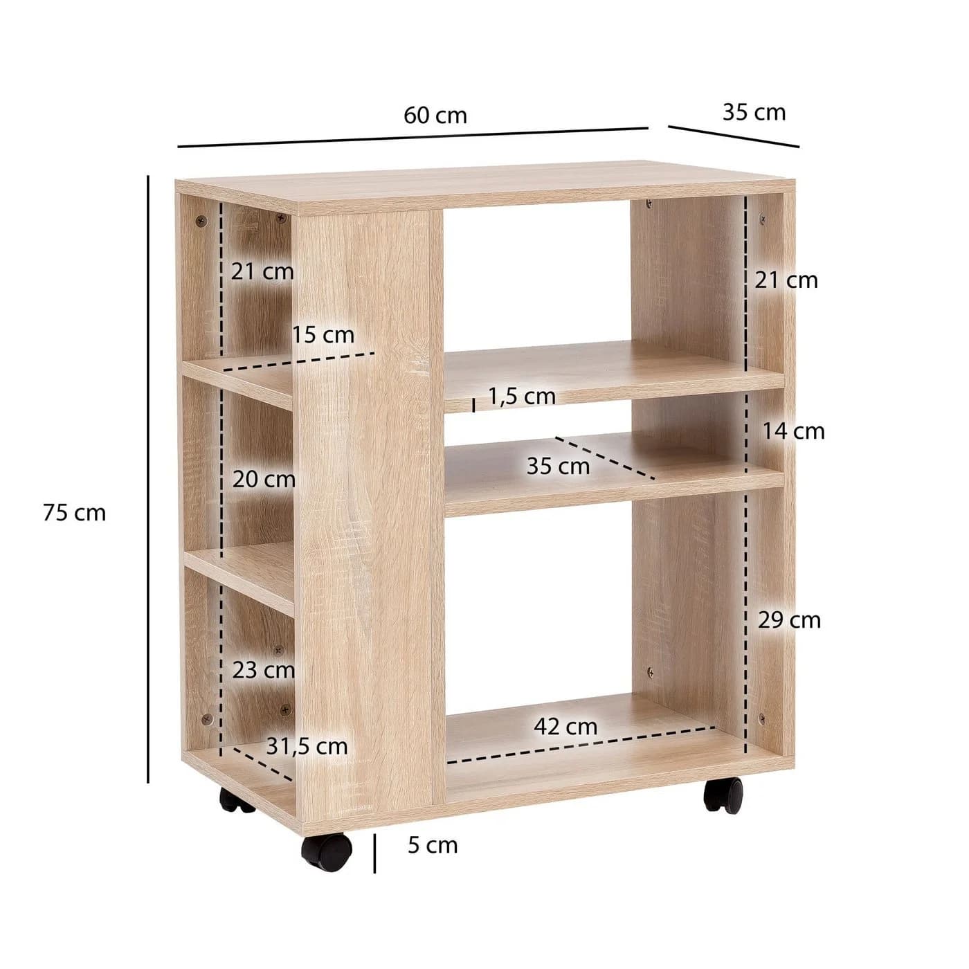 FINEBUY Standregal Weiß mit Rollen Modern - Bild 3
