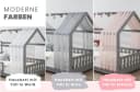 TiCAA Hausbett Kim mit Tüll Montessori Kiefer Massivholz Grau Bild 1