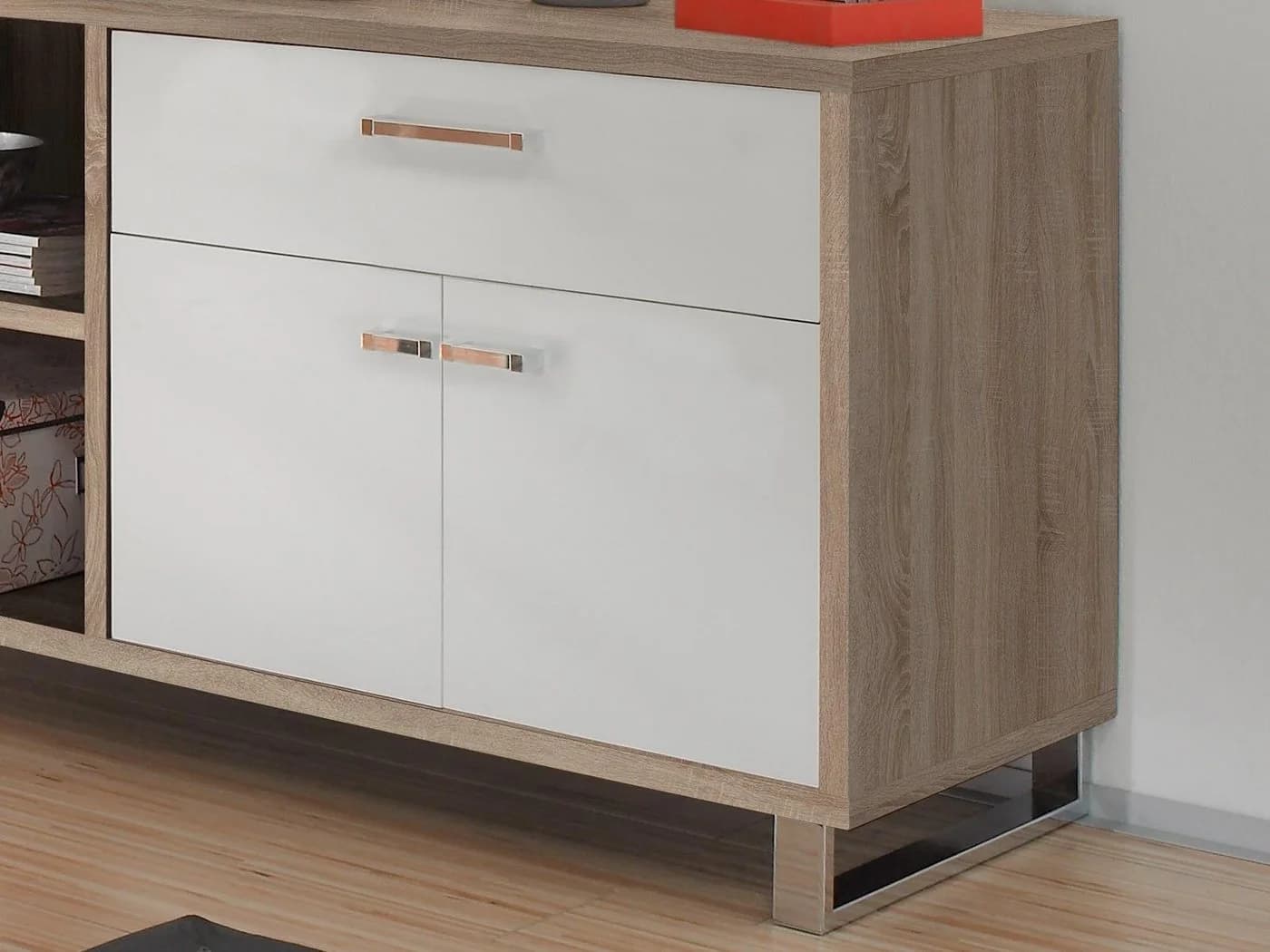 PREISBRECHER Eckschreibtisch Margate Modern Weiß/Sonoma-Eiche