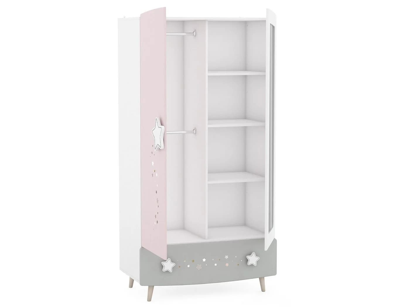 PREISBRECHER Drehtürenschrank Savannah Weiß/Rosa/Grau Modern - Bild 3