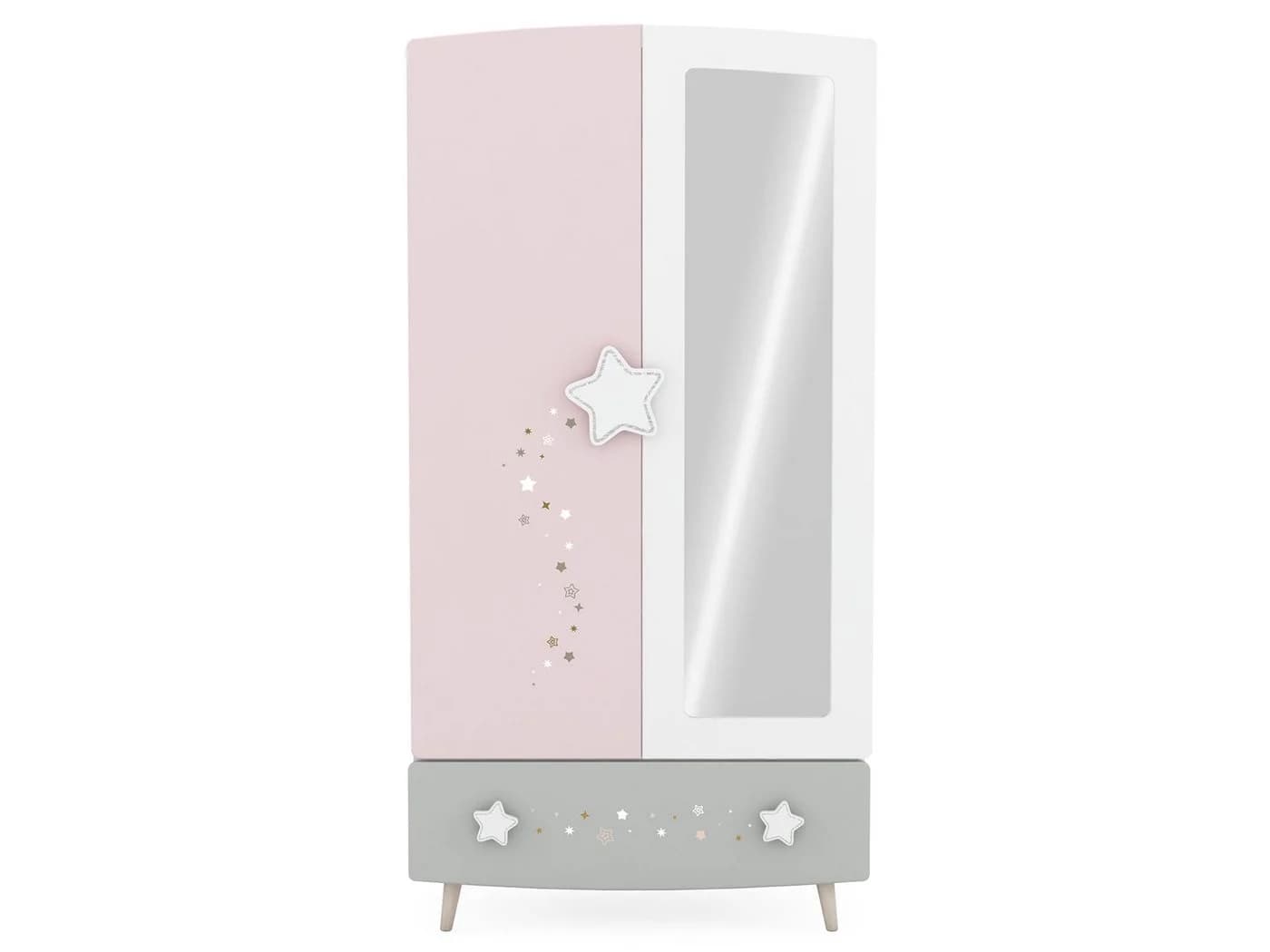 PREISBRECHER Drehtürenschrank Savannah Weiß/Rosa/Grau Modern - Bild 4