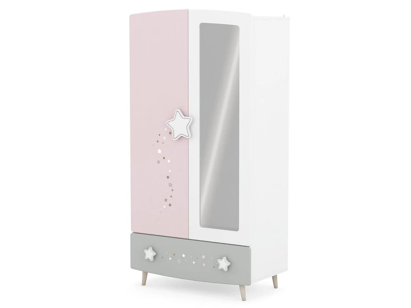 PREISBRECHER Drehtürenschrank Savannah Weiß/Rosa/Grau Modern - Bild 5