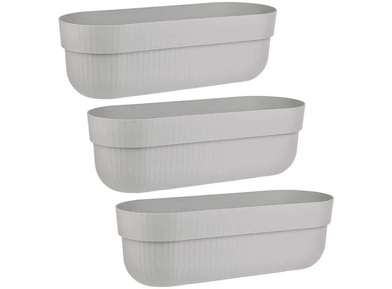 Engelland Blumenkasten Set 3-tlg. Grau PP-Kunststoff mit Wasserspeicher - Bild 2