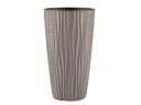 Engelland Blumentopf Pflanztopf mit herausnehmbarem Einsatz & Bewässerungssystem, Wasserspeicher, Rillenoptik, hoch, rund, modern, UV-resistent Bild 2