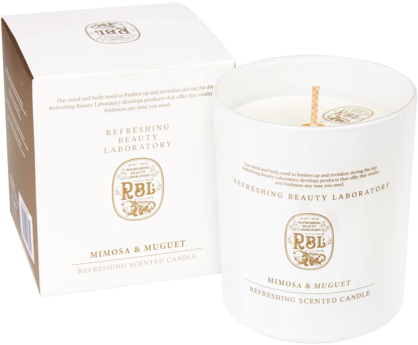 Rebul Kozmetik Duftkerze Mimosa & Muguet Weiß Gold 210g - Bild 2