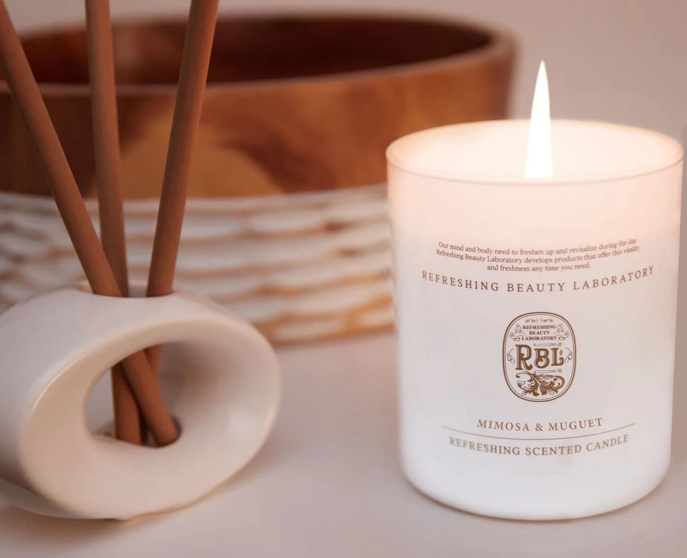 Rebul Kozmetik Duftkerze Mimosa & Muguet Weiß Gold 210g - Bild 5