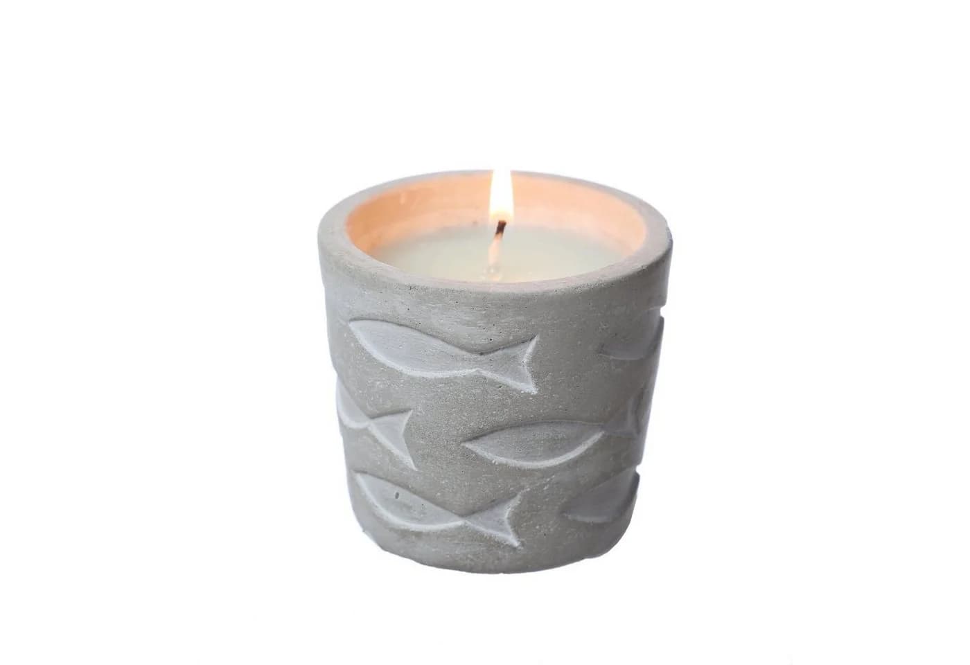 MARELIDA Duftkerze Citronella Betontopf maritim grau-blau