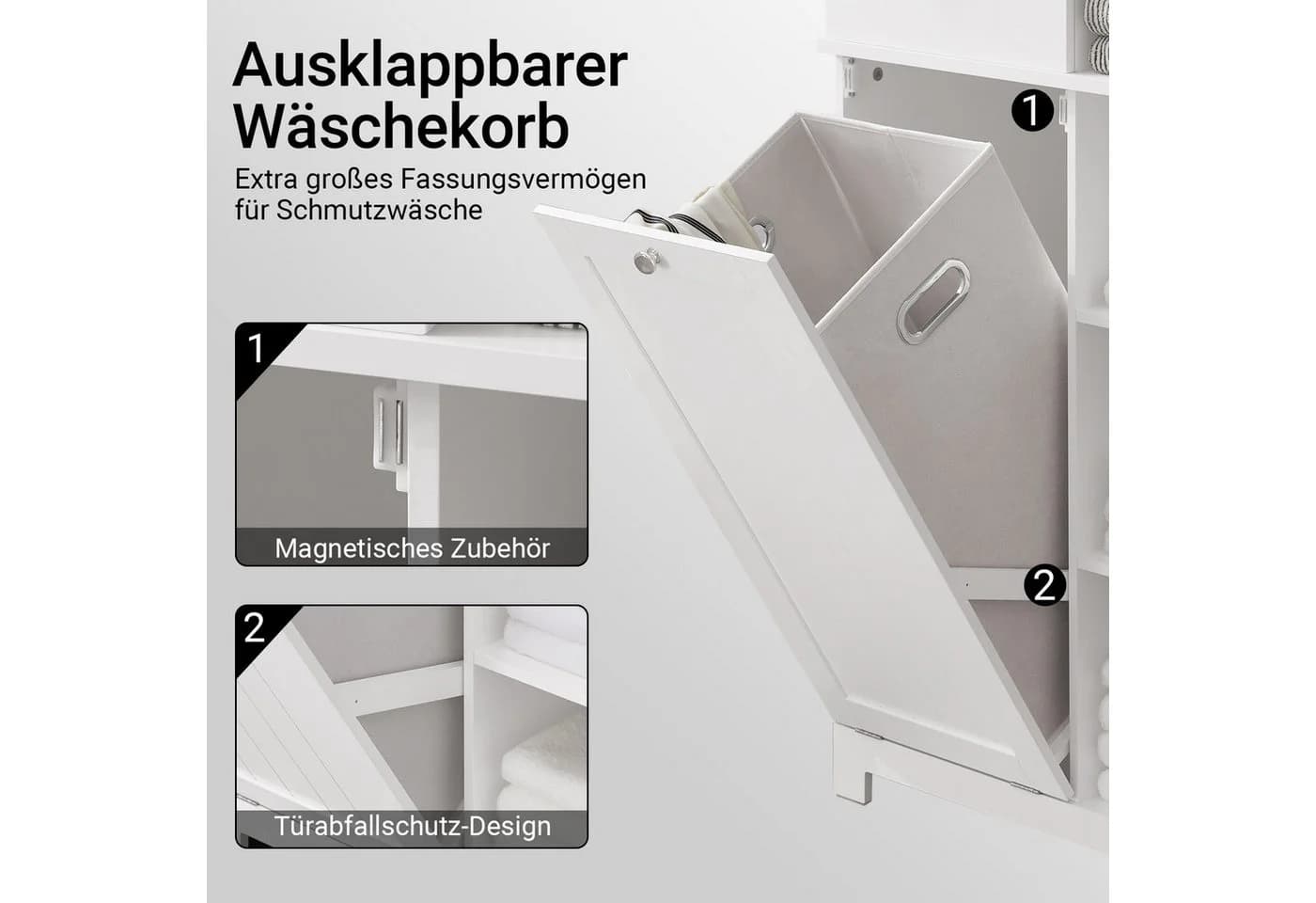 SoBuy Badkommode BZR104 Badezimmerschrank Badschrank Hoch Badregal Wäscheschrank - Bild 4