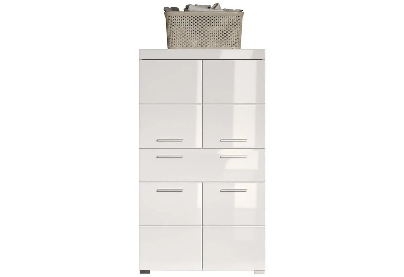 trendteam Hochschrank Amanda Weiß Hochglanz Badschrank