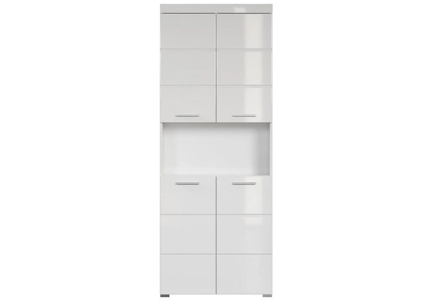trendteam Hochschrank Badschrank Weiß Hochglanz 4 Türen - Bild 2
