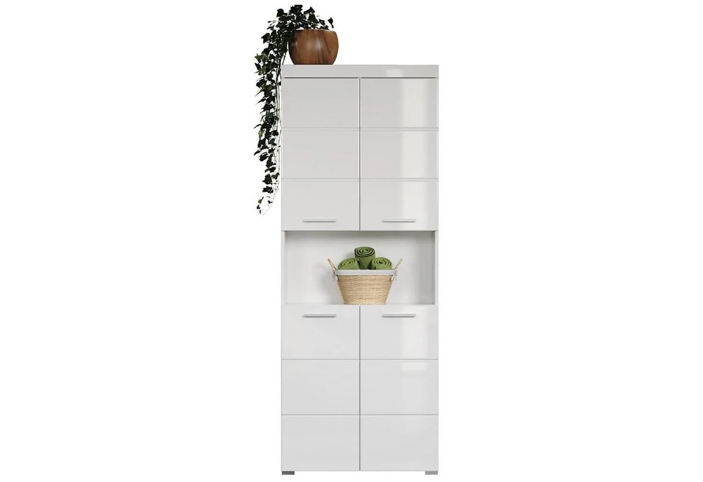trendteam Hochschrank Badschrank Weiß Hochglanz 4 Türen - Bild 4