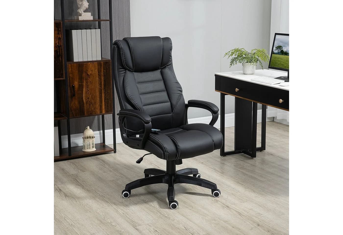 Vinsetto Massage-Bürostuhl Schwarz mit 6 Vibrationspunkten höhenverstellbar - Bild 2