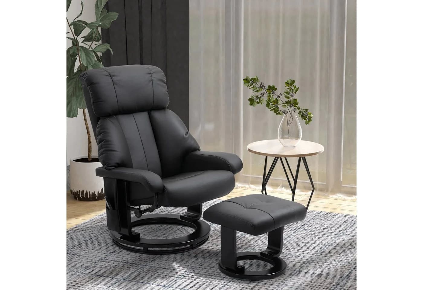 HOMCOM Massagesessel Schwarz mit Hocker und Massagefunktion - Bild 2