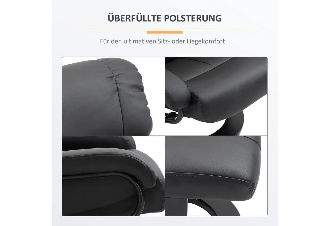 HOMCOM Massagesessel Schwarz mit Hocker und Massagefunktion - Bild 5