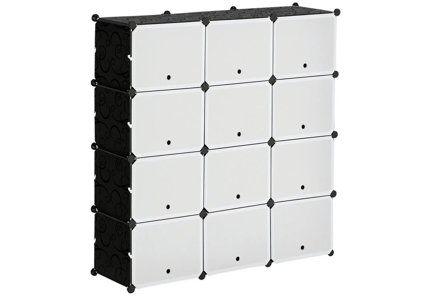 HOMCOM Kommode DIY Regalsystem mit 12 Würfeln Schwarz/Weiß - Bild 1