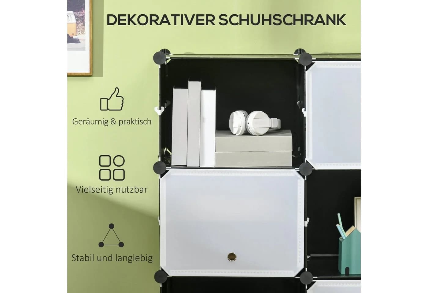 HOMCOM Kommode DIY Regalsystem mit 12 Würfeln Schwarz/Weiß - Bild 4