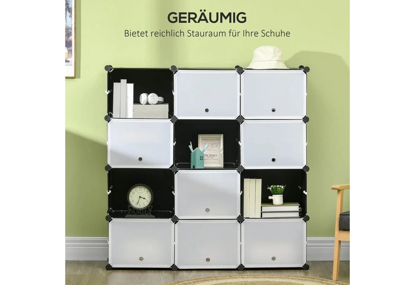 HOMCOM Kommode DIY Regalsystem mit 12 Würfeln Schwarz/Weiß - Bild 5