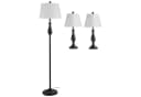 HOMCOM Stehlampe 3er-Set 2 Tischlampen + 1 Stehlampe Schwarz/Weiß Bild 2