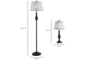 HOMCOM Stehlampe 3er-Set 2 Tischlampen + 1 Stehlampe Schwarz/Weiß Bild 3