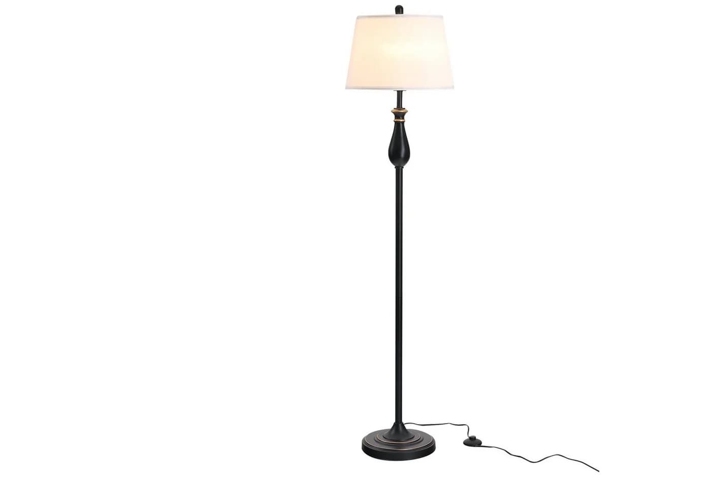 HOMCOM Stehlampe 3er-Set 2 Tischlampen + 1 Stehlampe Schwarz/Weiß - Bild 5
