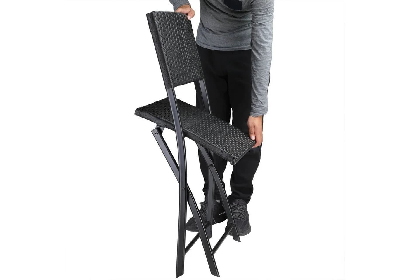 Casaria Klappstuhl Rom 4er Set Polyrattan 120kg Belastbarkeit Platzsparend Klappbar Leicht - Bild 1
