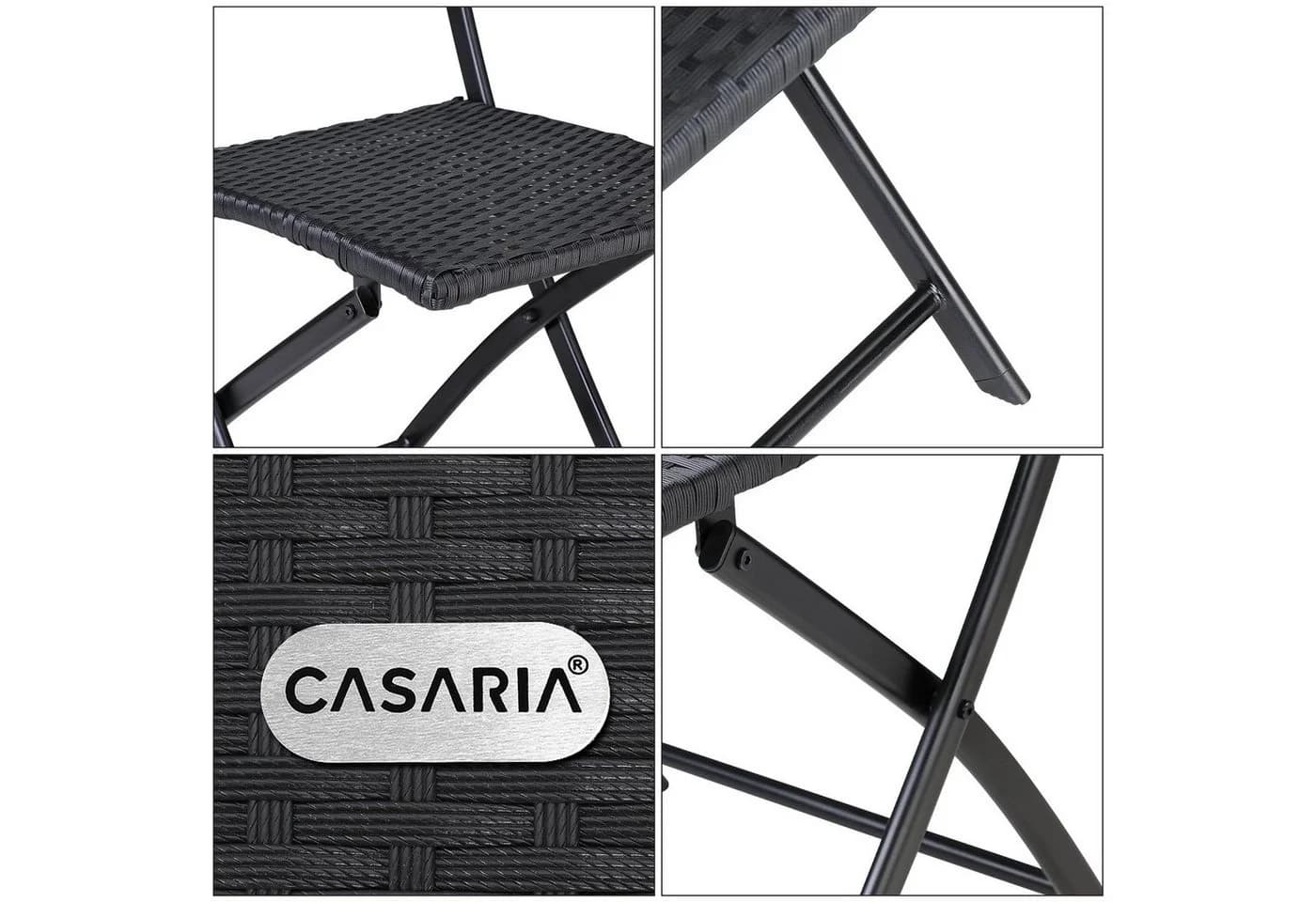 Casaria Klappstuhl Rom 4er Set Polyrattan 120kg Belastbarkeit Platzsparend Klappbar Leicht - Bild 3