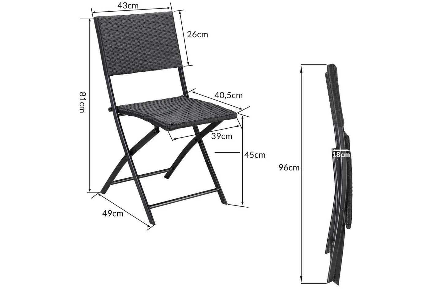 Casaria Klappstuhl Rom 4er Set Polyrattan 120kg Belastbarkeit Platzsparend Klappbar Leicht - Bild 4