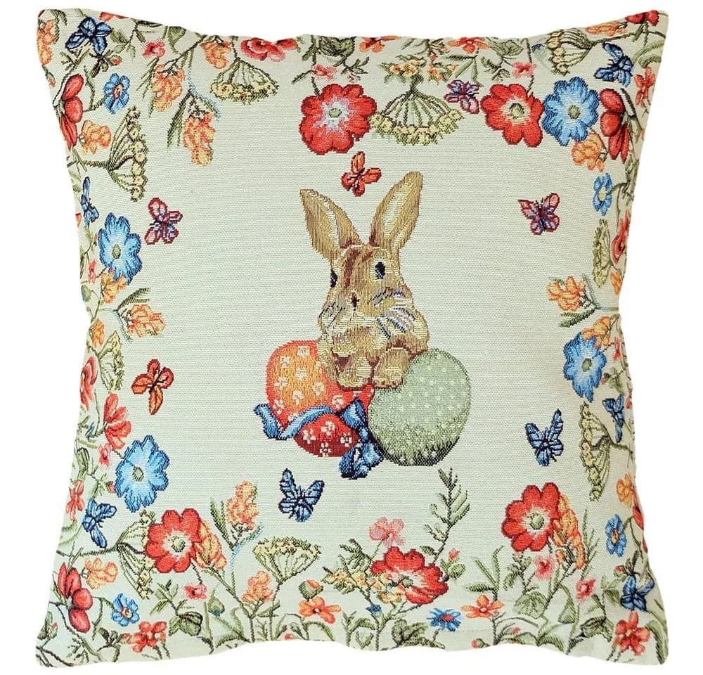 matches21 HOME & HOBBY Kissenbezug Gobelin Osterhasen Blumen - Bild 2
